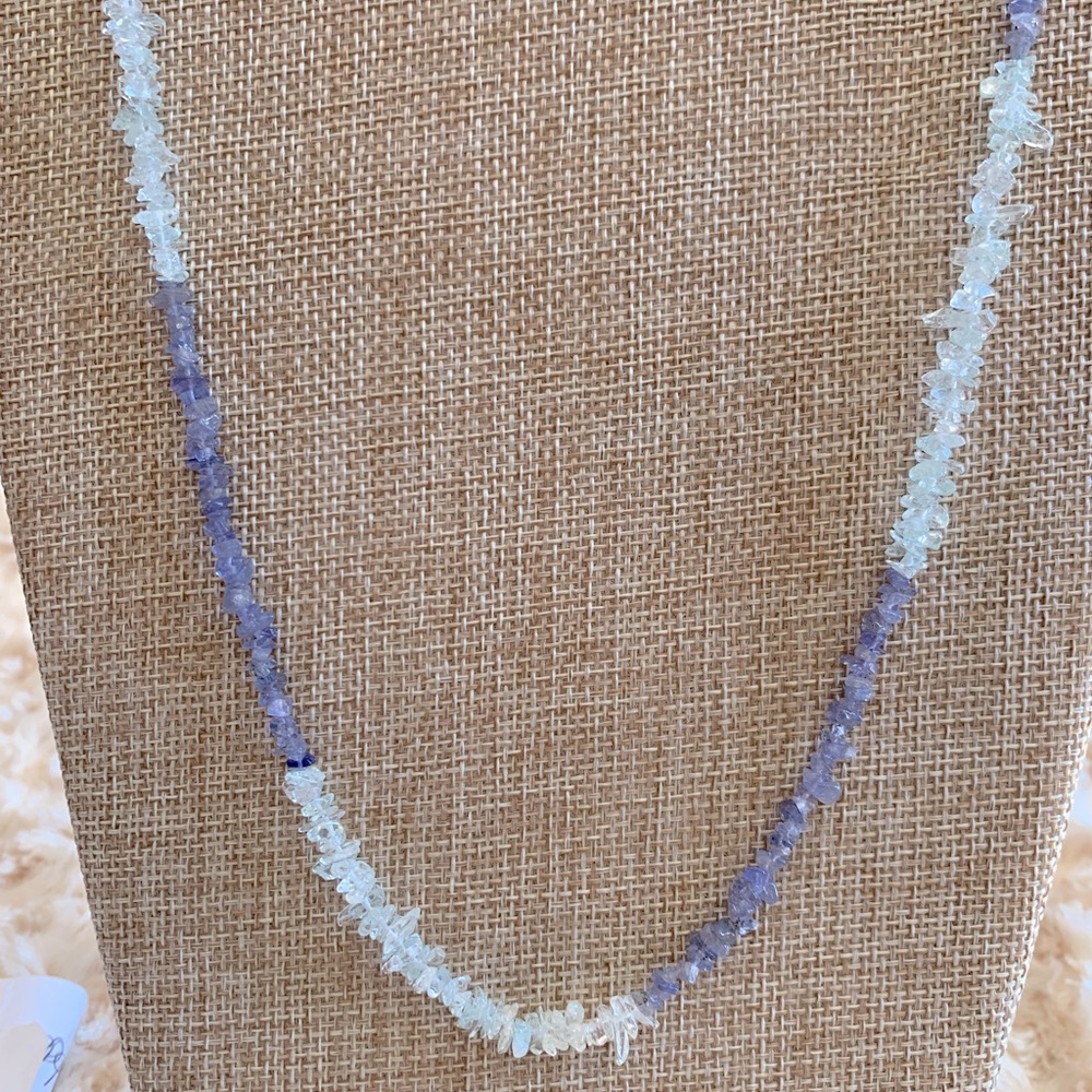 Sterling Silver 925 Tanzanite Crystal Chip Emotional & Physical Healing Necklace - Picture 2 of 3
